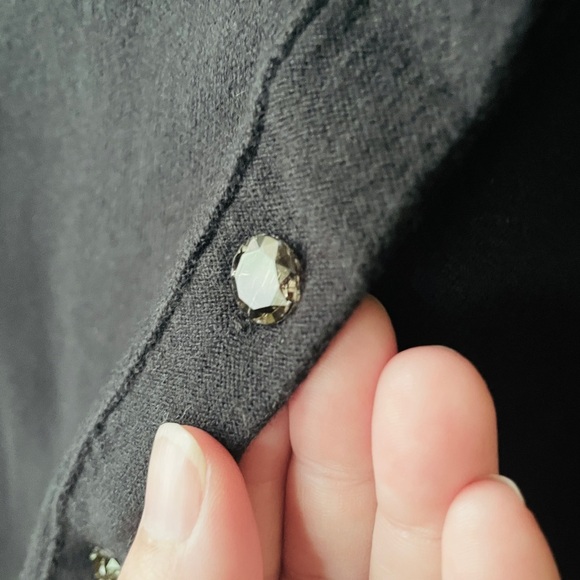 Eddie Bauer women’s long sleeve button cardigan sweater jeweled buttons L black - Picture 6 of 9